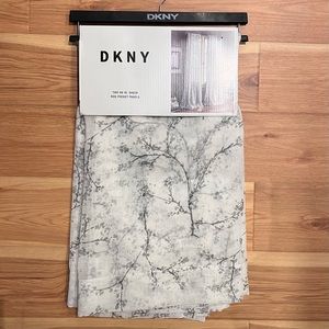 DKNY 50 x 96 Sheer Promenade Window Curtains White Gray Flowers Branches Floral